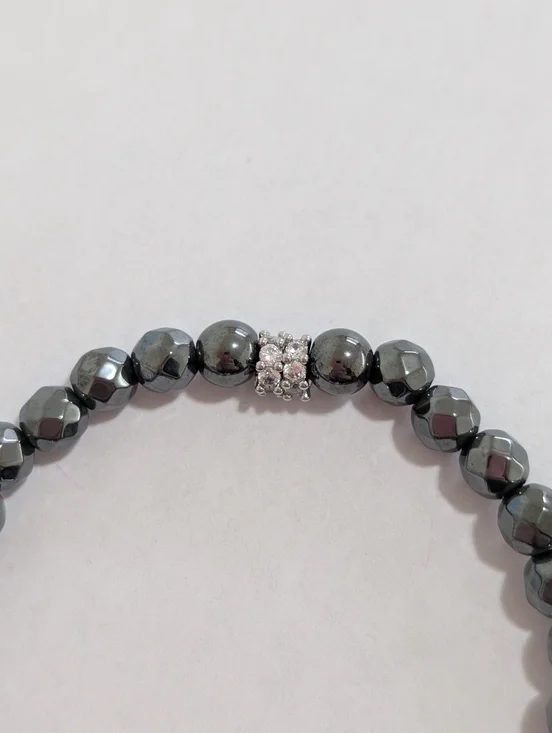 Hematite Bracelet With Cubic Zirconia Accents - Picture 5 of 6
